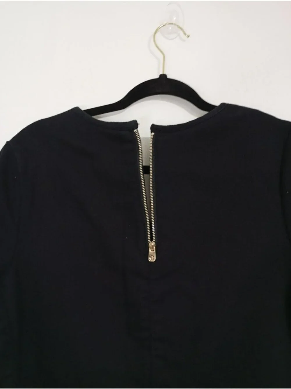 C Wonder Black Short-Sleeve Shift Dress US 8 UK 12 Cotton Blend Minimalist Style